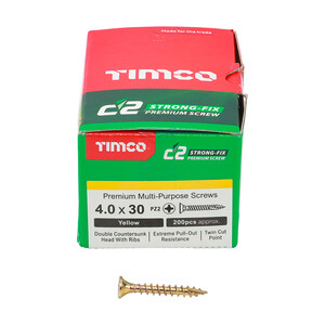 C2 Screw PZ2 CSK - ZYP 4.0 x 30mm (200)
