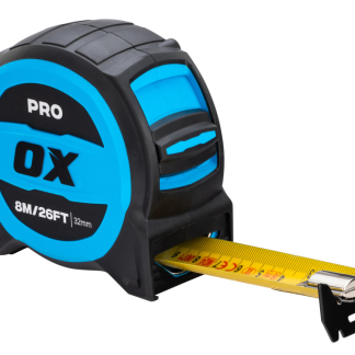 PRO 8M/26FT TUFF BLADE TAPE MEASURE - MAGNETIC DUAL HOOK & 32MM WIDE BLADE