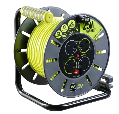 PRO-XT Open Cable Reel 240V 13A 4-Socket 50m
