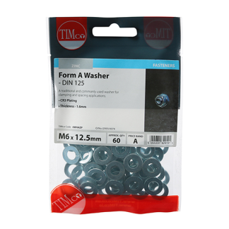 M6 Form A Washer DIN 125A - BZP (60 PCS)