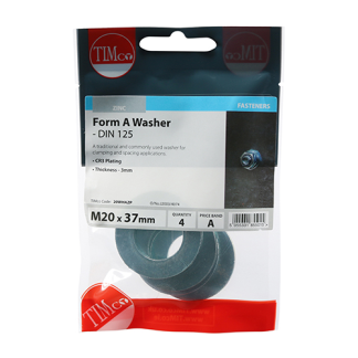 M20 Form A Washer DIN 125A - BZP (4 PCS)