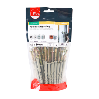 8.0 x 80 Nylon Frame Fixing - Zinc (50 PCS)