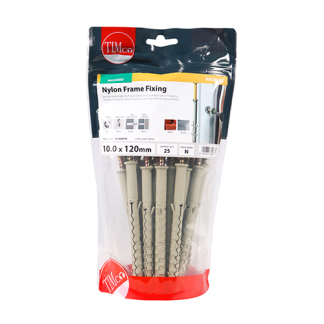 10.0 x 120 Nylon Frame Fixing - Zinc (25 PCS)