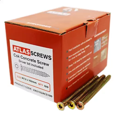 60X6.0Mmm Atlas LW CSK Head Concrete Screw (100)