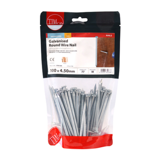 100 x 4.50 Round Wire Nail - Galvanised (1 KG)